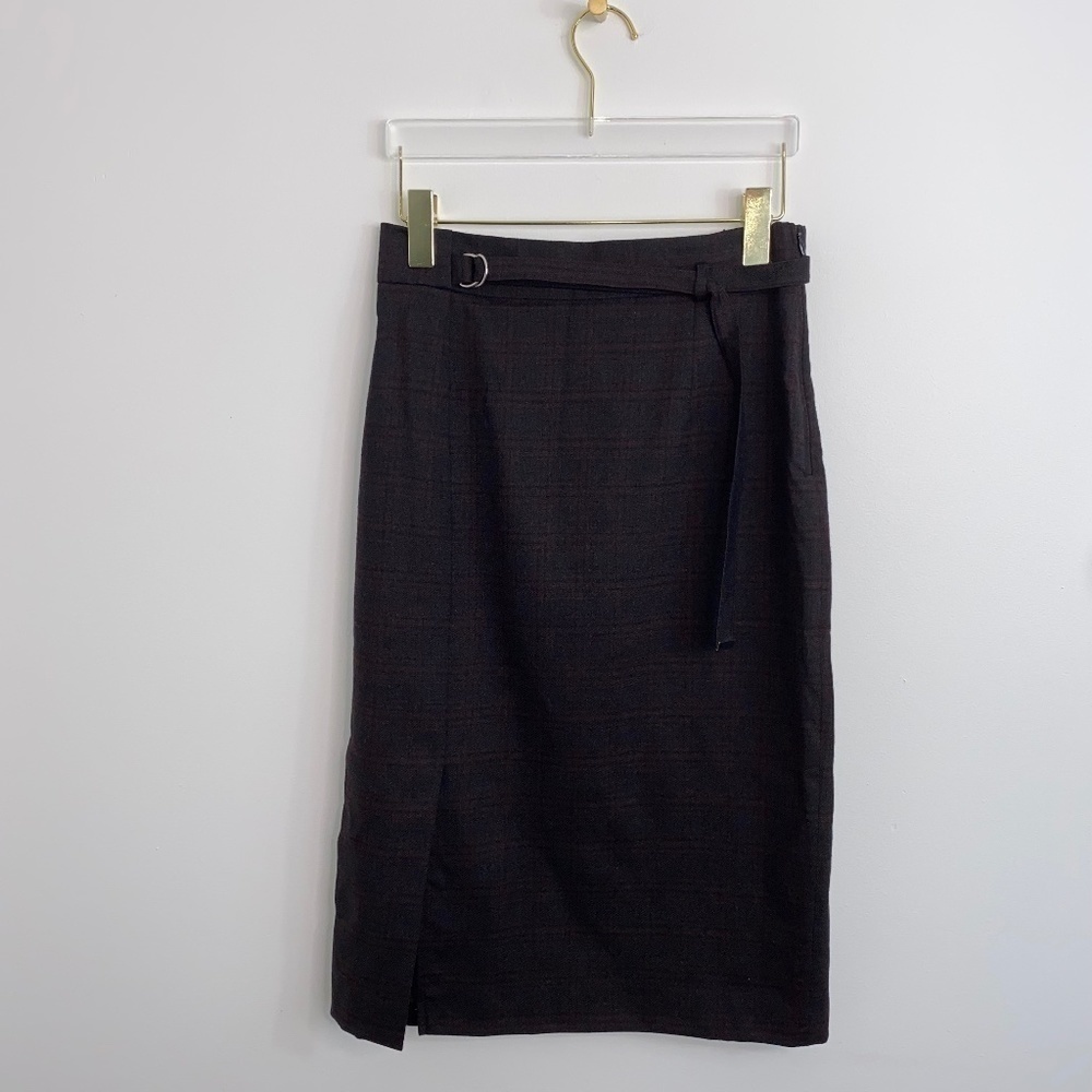 Max Mara Studio Wool Blend Plaid Pencil Skirt Sz US 6 Classic Preppy Academia